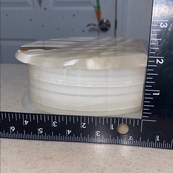 Shell vintage Marble Jewelry Box cream natural stone colors - Picture 11 of 13